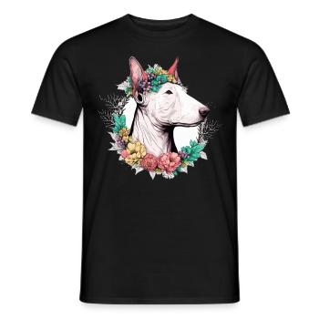 Cute Bull Terrier Flower Crown Pet Dog Breed Flora - Männer T-Shirt - Schwarz - Vorne - AI Model Male 178 light (178cm)