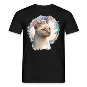 Cute Tonkinese Cat Flower Crown Cats Pet Kitten - Männer T-Shirt - Schwarz - Vorne - AI Model Male 178 light (178cm)