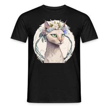Cute Tonkinese Cat Flower Crown Cats Pet Kitten - Männer T-Shirt - Schwarz - Vorne - AI Model Male 178 light (178cm)