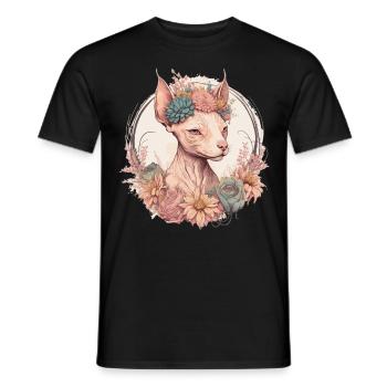Cute Sphynx Cat Cat Flower Crown Cats Pet Kitten - Men's T-Shirt - black - Front - AI Model Male 178 light (178cm)