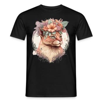 Cute Singapura Cat Flower Crown Cats Pet Kitten - Männer T-Shirt - Schwarz - Vorne - AI Model Male 178 light (178cm)