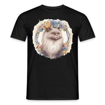 Cute Persian Cat Flower Crown Cats Pet Kitten - Männer T-Shirt - Schwarz - Vorne - AI Model Male 178 light (178cm)