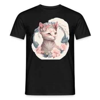 Cute Singapura Cat Flower Crown Cats Pet Kitten - Männer T-Shirt - Schwarz - Vorne - AI Model Male 178 light (178cm)