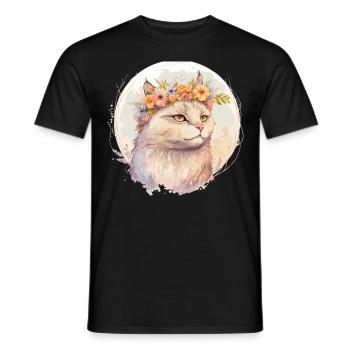 Cute Ragamuffin Cat Flower Crown Cats Pet Kitten - Männer T-Shirt - Schwarz - Vorne - AI Model Male 178 light (178cm)