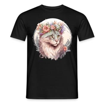 Cute Ragamuffin Cat Flower Crown Cats Pet Kitten - Männer T-Shirt - Schwarz - Vorne - AI Model Male 178 light (178cm)
