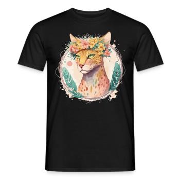 Mignon Ocicat Cat Fleur Couronne Chats Chaton Pet Chaton - T-shirt homme - noir - Devant - AI Model Male 178 light (178cm)