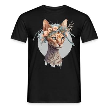 Mignon Ocicat Cat Fleur Couronne Chats Chaton Pet Chaton - T-shirt homme - noir - Devant - AI Model Male 178 light (178cm)