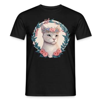 Cute Burmilla Cat Flower Crown Cats Pet Kitten - Männer T-Shirt - Schwarz - Vorne - AI Model Male 178 light (178cm)