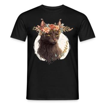 Cute Havana Brown Cat Flower Crown Cats Pet Kitten - Men's T-Shirt - black - Front - AI Model Male 178 light (178cm)