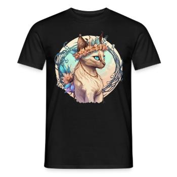 Cute Balinese Cat Flower Crown Cats Pet Kitten - Men's T-Shirt - black - Front - AI Model Male 178 light (178cm)