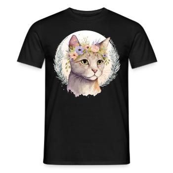 Cute American Shorthair Cat Flower Crown Cats Pet - Men's T-Shirt - black - Front - AI Model Male 178 light (178cm)