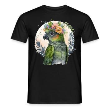 Mignon Conure Perroquet Oiseau Fleur Couronne Oiseaux de compagnie - T-shirt homme - noir - Devant - AI Model Male 178 light (178cm)
