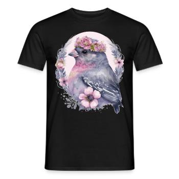 Cute Finch Bird Flower Crown Pet Birds - Männer T-Shirt - Schwarz - Vorne - AI Model Male 178 light (178cm)