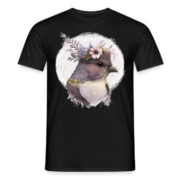 Cute Finch Bird Flower Crown Pet Birds - Männer T-Shirt - Schwarz - Vorne - AI Model Male 178 light (178cm)