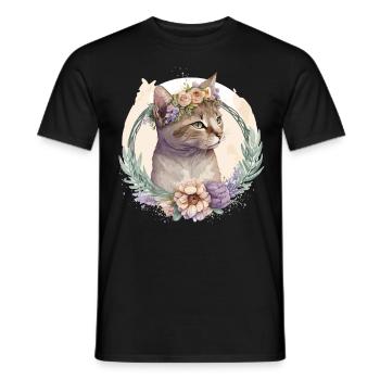 Cute American Shorthair Cat Flower Crown Cats Pet - Men's T-Shirt - black - Front - AI Model Male 178 light (178cm)