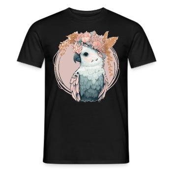 Beau Cacatoès Perroquet Oiseau Fleur Couronne Pet Bi - T-shirt homme - noir - Devant - AI Model Male 178 light (178cm)