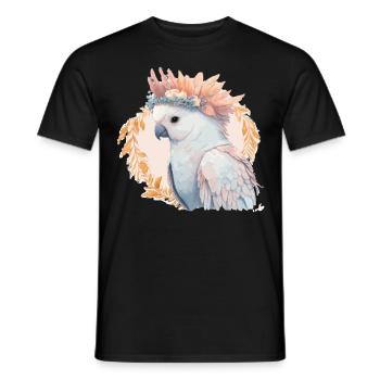 Cute Watercolor Cockatoo Parrot Bird Flower Crown - Männer T-Shirt - Schwarz - Vorne - AI Model Male 178 light (178cm)