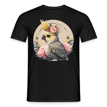 Mignon Cockatiel Perroquet Oiseau Fleur Couronne Oiseaux de compagnie - T-shirt homme - noir - Devant - AI Model Male 178 light (178cm)