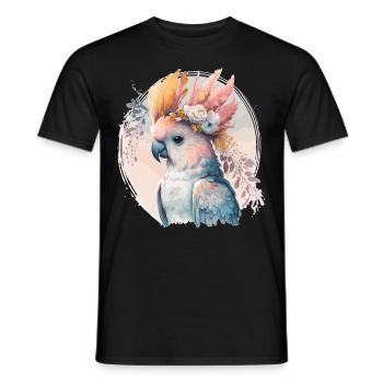 Cute Cockatoo Parrot Bird Flower Crown Pet Birds - Men's T-Shirt - black - Front - AI Model Male 178 light (178cm)