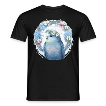 Perruche bleue mignonne Budgie Bird Fleur Couronne Pet Bi - T-shirt homme - noir - Devant - AI Model Male 178 light (178cm)