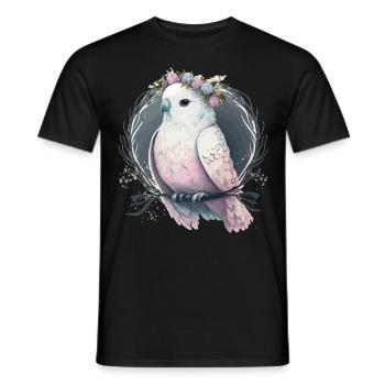 Artistic White Parakeet Budgie Bird Flower Crown P - Men's T-Shirt - black - Front - AI Model Male 178 light (178cm)