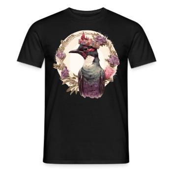 Watercolor Woodpecker Bird Flower Crown Pet Birds - Men's T-Shirt - black - Front - AI Model Male 178 light (178cm)