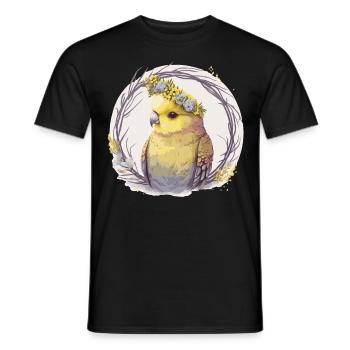 Mignon perruche jaune perruche oiseau fleur couronne animal de compagnie - T-shirt homme - noir - Devant - AI Model Male 178 light (178cm)