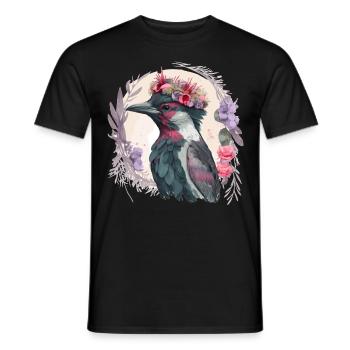 Cute Woodpecker Bird Flower Crown Pet Birds - Men's T-Shirt - black - Front - AI Model Male 178 light (178cm)
