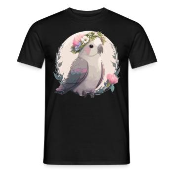 Aquarelle Moine Perruche Perroquet Perroquet Fleur d’oiseau - T-shirt homme - noir - Devant - AI Model Male 178 light (178cm)
