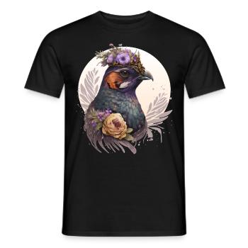 Cute Watercolor Pheasant Bird Flower Crown Pet Bir - Men's T-Shirt - black - Front - AI Model Male 178 light (178cm)