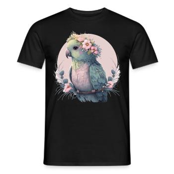 Cute Parakeet Budgie Bird Flower Crown Pet Birds - Männer T-Shirt - Schwarz - Vorne - AI Model Male 178 light (178cm)