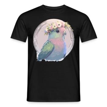 Mignon perroquet Perruche Oiseau Fleur Couronne Oiseau - T-shirt homme - noir - Devant - AI Model Male 178 light (178cm)