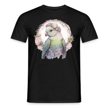 Aquarelle Moine Couronne Couronne Perruche Quaker Parro - T-shirt homme - noir - Devant - AI Model Male 178 light (178cm)
