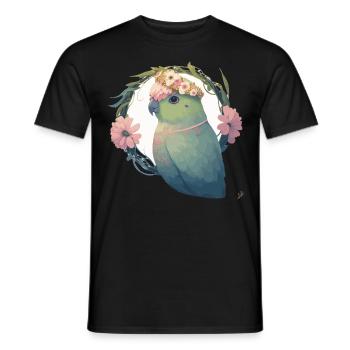 Watercolor Parrotlet Parakeet Bird Flower Crown Pe - Männer T-Shirt - Schwarz - Vorne - AI Model Male 178 light (178cm)