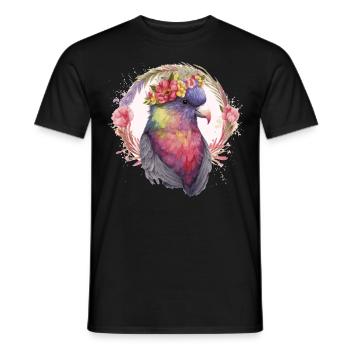 Artistic Lorykeet Parrot Red Lory Bird Flower Crow - Men's T-Shirt - black - Front - AI Model Male 178 light (178cm)