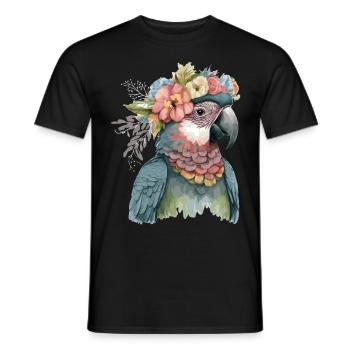 Cute Parrot Macaw Bird Flower Crown Pet Birds - Männer T-Shirt - Schwarz - Vorne - AI Model Male 178 light (178cm)