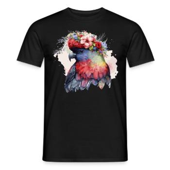 Watercolor Lorykeet Parrot Red Lory Bird Flower Cr - Men's T-Shirt - black - Front - AI Model Male 178 light (178cm)