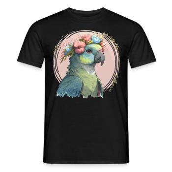 Mignon Oiseau de Hahn Fleur d’ara Couronne Oiseaux de compagnie - T-shirt homme - noir - Devant - AI Model Male 178 light (178cm)