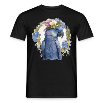 Mignon Jacinthe Ara Perroquet Oiseau Fleur Couronne Bet B - T-shirt homme - noir - Devant - AI Model Male 178 light (178cm)