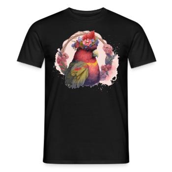 Cute Lorykeet Parrot Red Lory Bird Flower Crown Pe - Men's T-Shirt - black - Front - AI Model Male 178 light (178cm)