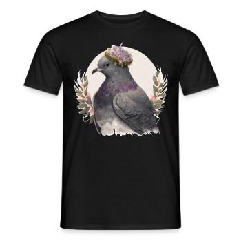 Artistique Pigeon Gris Pigeon Oiseau Fleur Couronne Pet Bi - T-shirt homme - noir - Devant - AI Model Male 178 light (178cm)