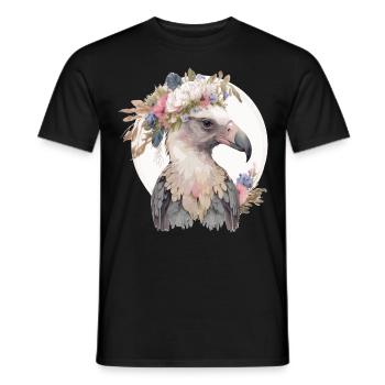 Cute Vulture Bird Flower Crown Floral Exotic Birds - Men's T-Shirt - black - Front - AI Model Male 178 light (178cm)