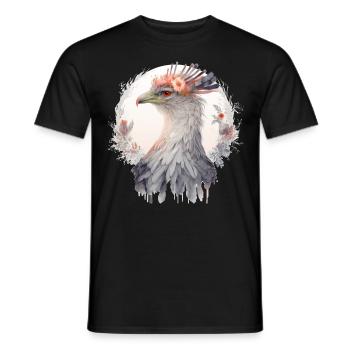 Cute Secretary Bird Flower Crown Floral Exotic Bir - Männer T-Shirt - Schwarz - Vorne - AI Model Male 178 light (178cm)