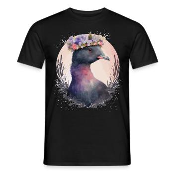 Cute Coot Bird Watching Flower Crown Floral Birdin - Men's T-Shirt - black - Front - AI Model Male 178 light (178cm)