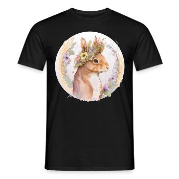 Floral Squirrel Flower Crown Watercolor Animal Lov - Männer T-Shirt - Schwarz - Vorne - AI Model Male 178 light (178cm)