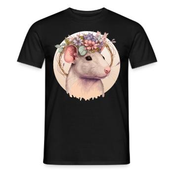 Mignon Pet Rat Mouse Flower Crown Floral Boho Aesthe - T-shirt homme - noir - Devant - AI Model Male 178 light (178cm)