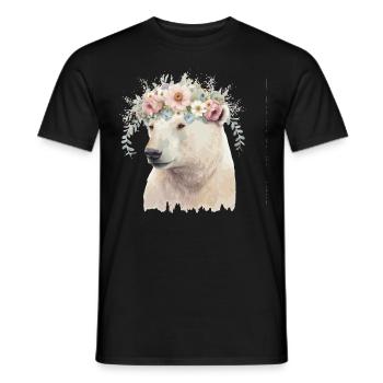 Aquarelle Ours Polaire Fleur Couronne Boho Esthétique - T-shirt homme - noir - Devant - AI Model Male 178 light (178cm)