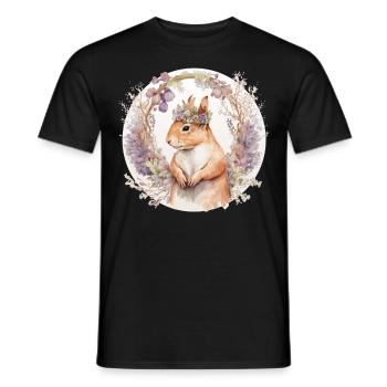 Cute Squirrel Flower Crown Boho Aesthetic Animal L - Men's T-Shirt - black - Front - AI Model Male 178 light (178cm)