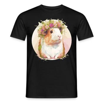 Mignon Cochon d’Inde Fleur Couronne Floral Pet Rongeur Lov - T-shirt homme - noir - Devant - AI Model Male 178 light (178cm)