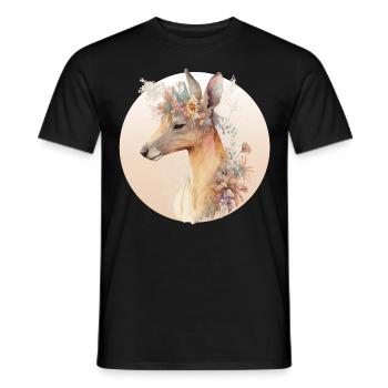 Australian Kangaroo Flower Crown Watercolor Animal - Männer T-Shirt - Schwarz - Vorne - AI Model Male 178 light (178cm)